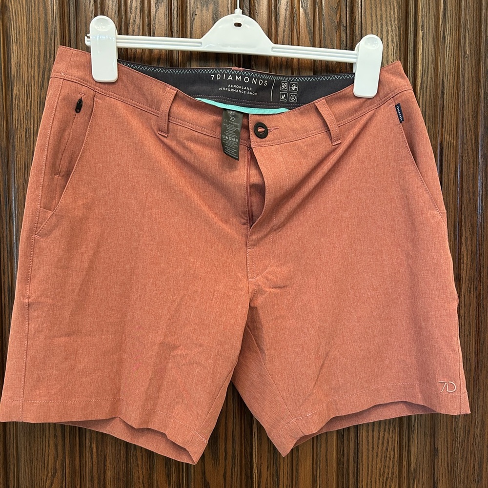 7 Diamonds Men's Rust Shorts Sz 33